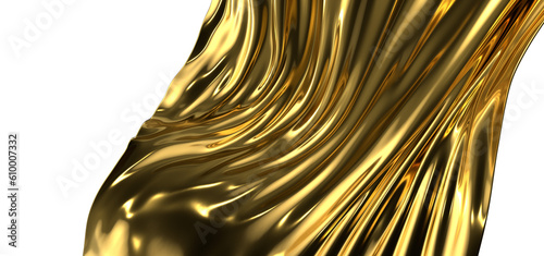 Ethereal Elegance: Abstract 3D Gold Cloth Illustration for Airy and Delicate Visuals