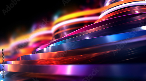 Visual Impact: Background of fast dynamic moving wave lines - a blend of red, orange, yellow and green, blue, purple, intense that catches the eye and inspires awe. generative AI,