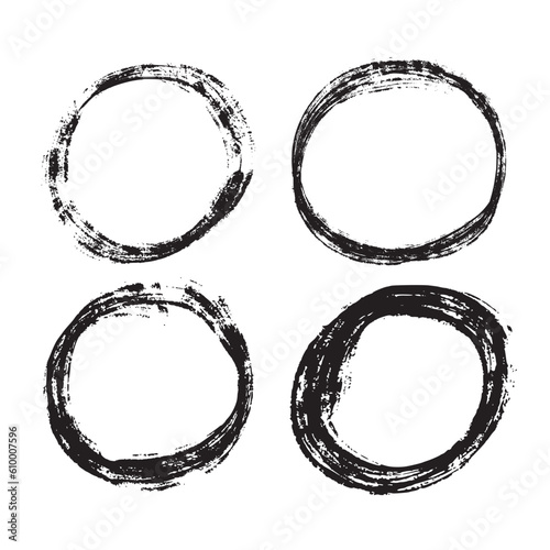 Set of hand painted ink circles, vector illustration