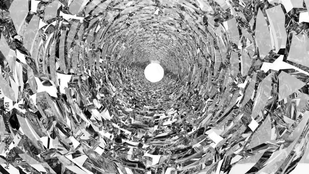 Glass tunnel rotates on a transparent back