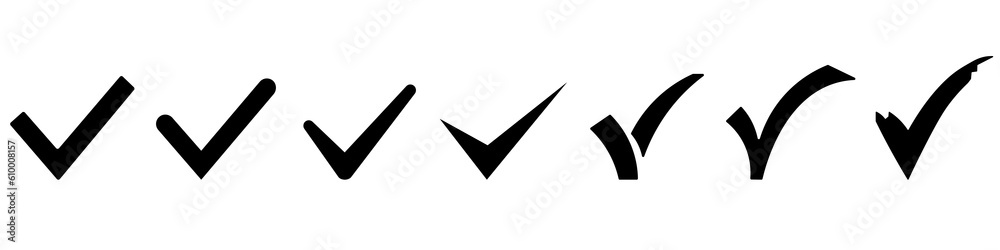 Check mark vector icon set. tick mark symbol yes, confirm, approved vector black icons eps10 Check mark vector icon set. tick mark symbol yes, confirm, approved vector black icons eps10
