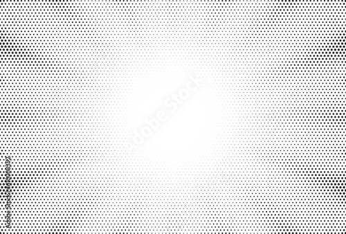 Monochrome Dots Background. Fade Texture. Vintage Pop-art Backdrop. Grunge Black and White Overlay. Vector illustration.