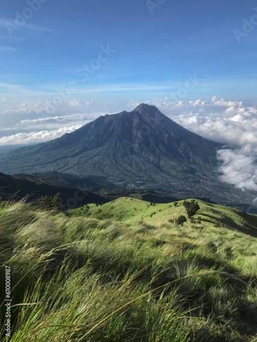 Merapi mountain from mount merbabu. Mount Merapi or Gunung Merapi is an active stratovolcano. Ring of fire indonesia