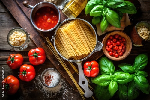 stock photo of a Bolognese Sauce with spaghetti in the kitchen table Food Photography AI Generated