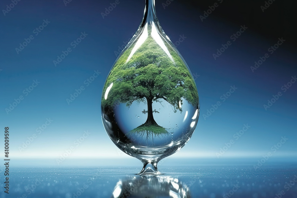 tree inside a waterdrop, ai generated tree inside a waterdrop, ai generated