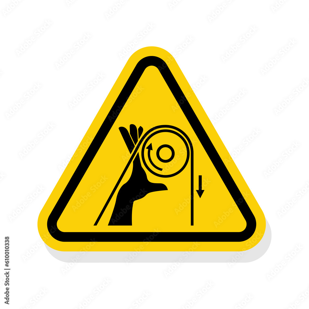 ISO Triangle Warning Sign: Entanglement Pinch Point Symbol ISO Triangle Warning Sign: Entanglement Pinch Point Symbol