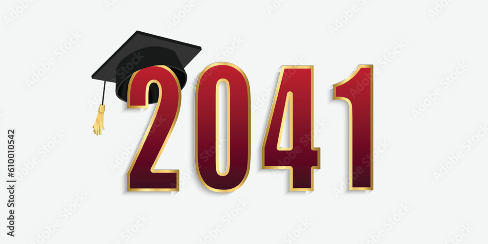 2041 red and gold numbers with graduation hat. vector illustration 2041 red and gold numbers with graduation hat. vector illustration
