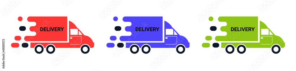 Online shopping, Food delivery. Icons to express, delivery Home. Set fast delivery truck flat vector icon for apps and websites. Vector illustration Online shopping, Food delivery. Icons to express, delivery Home. Set fast delivery truck flat vector icon for apps and websites. Vector illustration