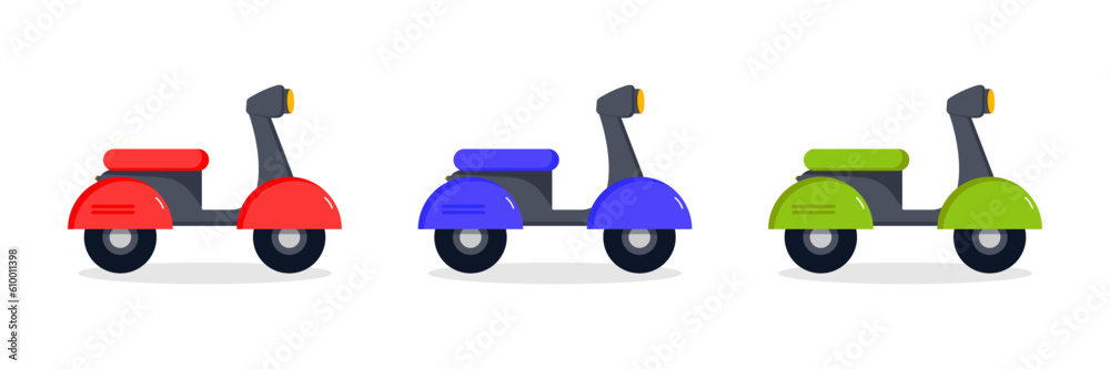 Online shopping, Food delivery. Icons to express, delivery Home. Set of scooter delivery. Vector illustration