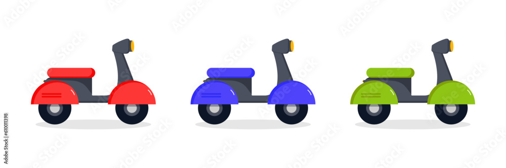 Obraz premium Online shopping, Food delivery. Icons to express, delivery Home. Set of scooter delivery. Vector illustration