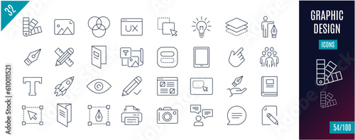 Best collection graphic line icons. Design, UX, Creative, ...