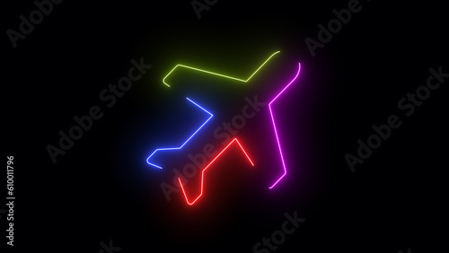 Free Download Airplane neon colored icon. Laser vintage effect. Infinite loopable 4K animation - GFXLoad
