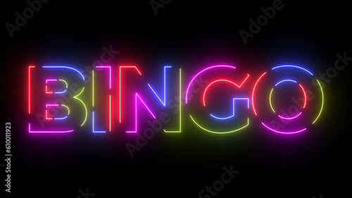 Bingo colored text. Laser vintage effect. Infinite loopable 4K animation