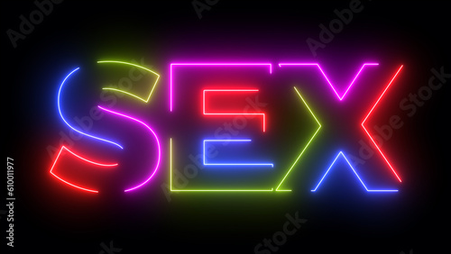 Sex colored text. Laser vintage effect. Infinite loopable 4K animation