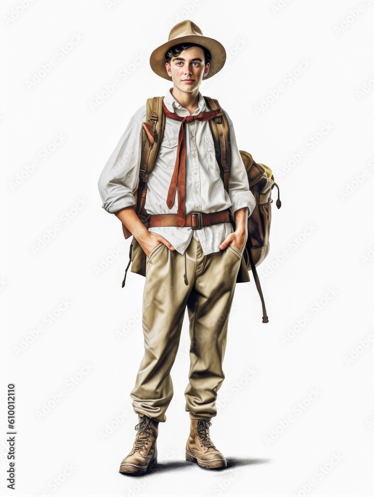 Portrait of a happy young teenager explorer ready for an adventure Generative AI Illustration Portrait of a happy young teenager explorer ready for an adventure Generative AI Illustration