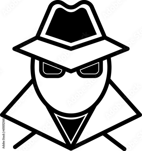 detective, sneaking, spying, solving crime, Male cartoon character isolated on white background. Flat vector illustration.