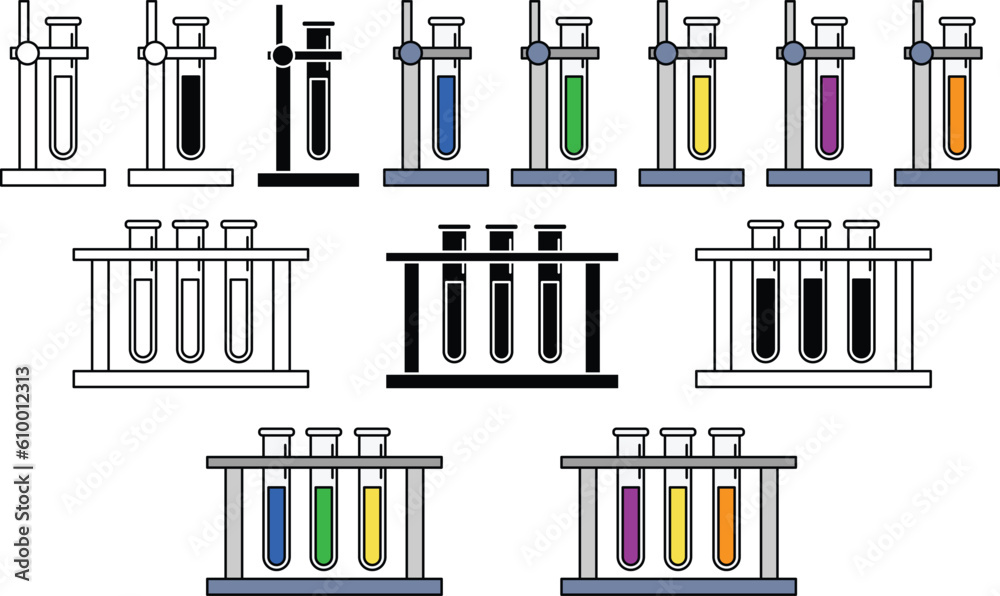 Test Tube Stand Science Lab Equipment Clipart - Outline, Silhouette