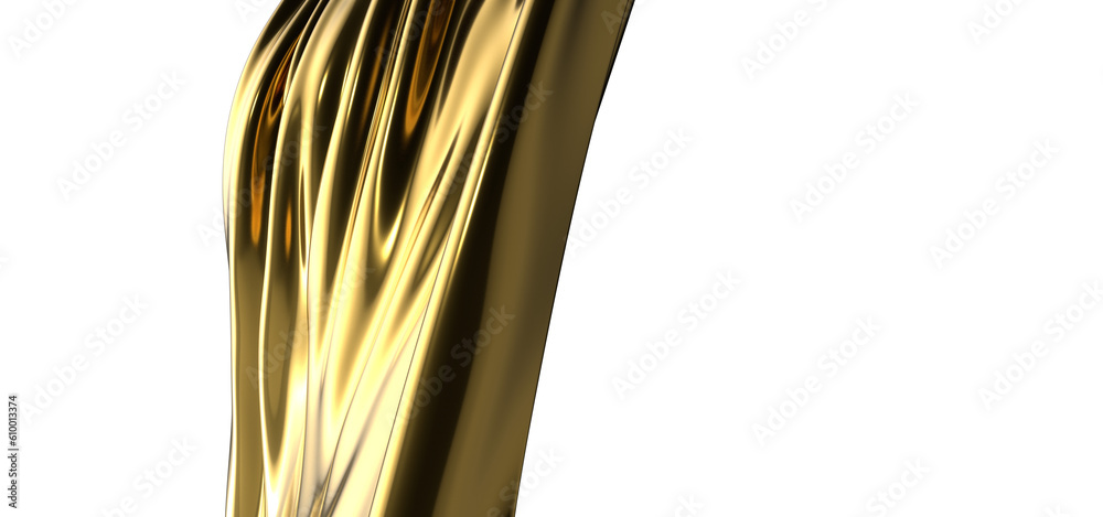 Glamourous Ripples: Abstract 3D Gold Cloth Illustration with Mesmerizing Waves Glamourous Ripples: Abstract 3D Gold Cloth Illustration with Mesmerizing Waves