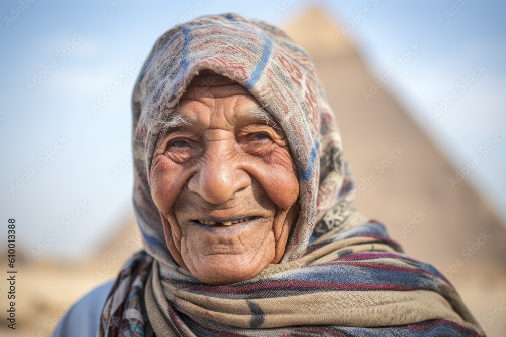 Portrait of an old woman in the pyramids of Giza Portrait of an old woman in the pyramids of Giza