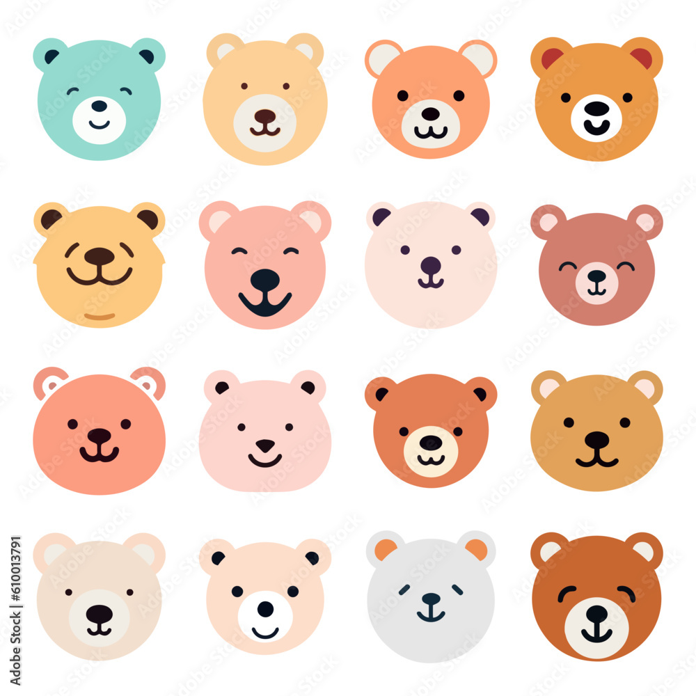 Cute Teddy bear cartoon collection. Vector illustration isolated on white background Cute Teddy bear cartoon collection. Vector illustration isolated on white background