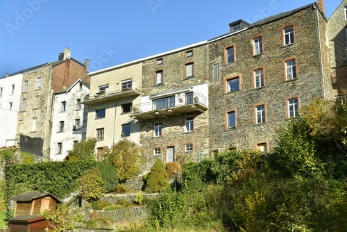 Façades des immeubles anciens typiques en pierres du village de Vielsalm  photo