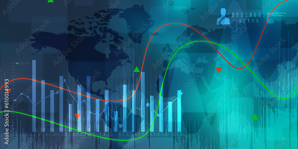 2d rendering Stock market online business concept. business Graph 2d rendering Stock market online business concept. business Graph