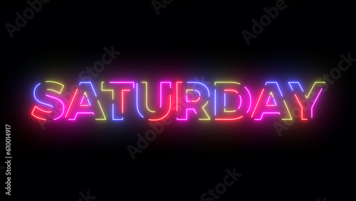 Saturday colored text. Laser vintage effect. Infinite loopable 4K animation