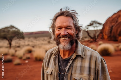 Handsome middle aged man in the desert of Northern Territory, Australia