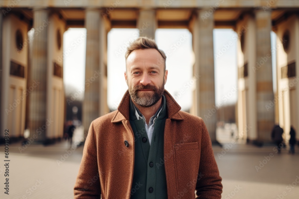 Portrait of a handsome middle-aged man in a coat in the city. Portrait of a handsome middle-aged man in a coat in the city.