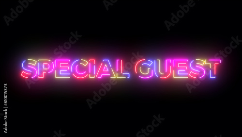 Special guest colored text. Laser vintage effect. Infinite loopable 4K animation