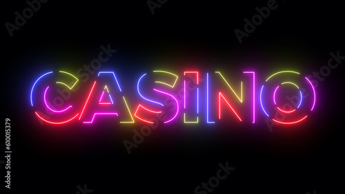 Casino colored text. Laser vintage effect. Infinite loopable 4K animation