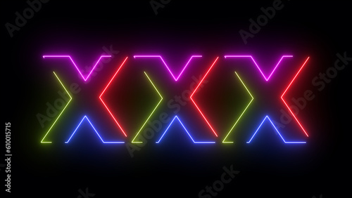 XXX colored text. Laser vintage effect. Infinite loopable 4K animation