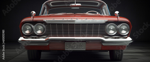 Image of front of red classic car