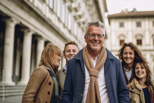 Wallpaper Mural Group of happy friends walking in the city. Selective focus. Torontodigital.ca