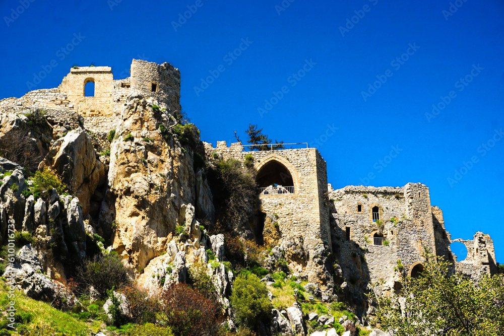 6 April 2023 Northern Cyprus. Saint Hilarion Castle and Coastline in Northern Cyprus