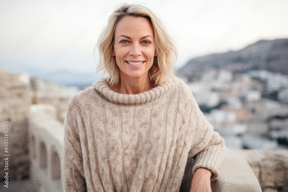 Portrait of a beautiful middle aged woman looking at the camera and smiling Portrait of a beautiful middle aged woman looking at the camera and smiling