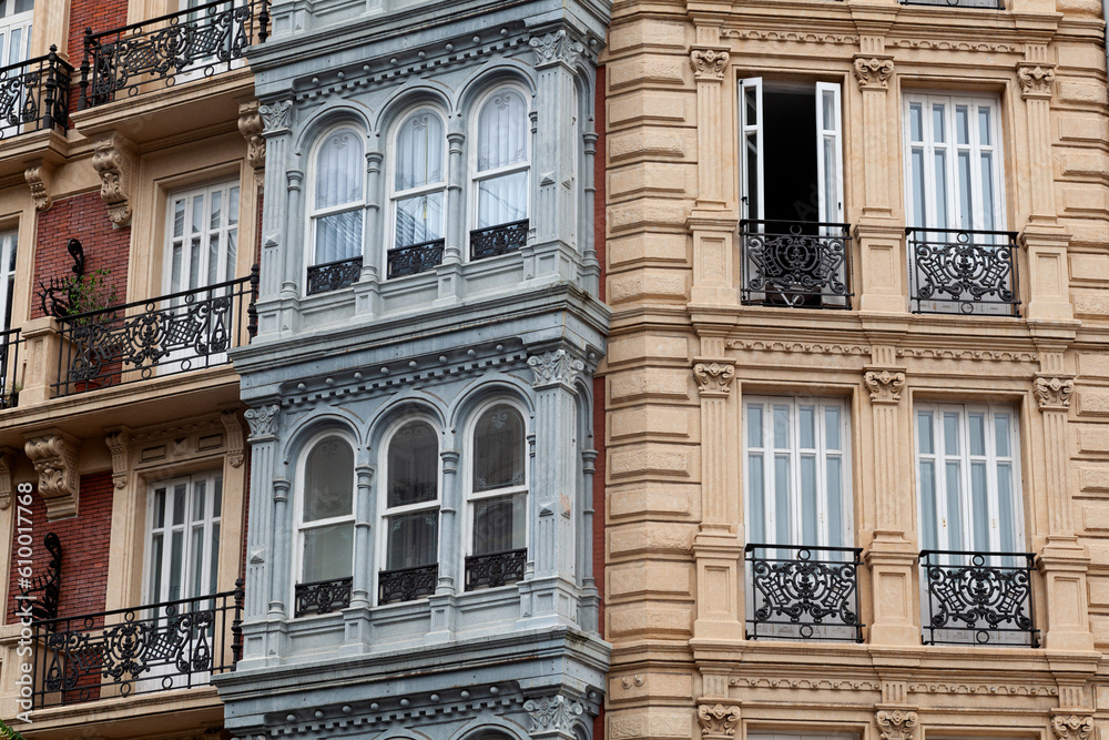 Old building facades in Bilbao,