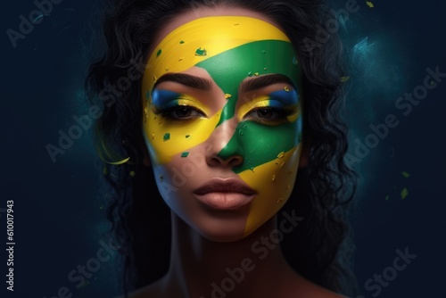 portrait of a brazilian ethnic diverse people celebrating - Illustration created with generative ai