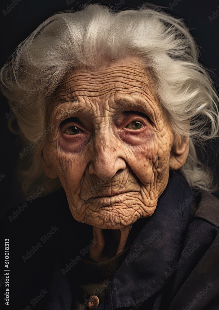 Elderly Woman Portrait-Generative AI Elderly Woman Portrait-Generative AI