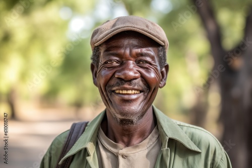 Portrait of a senior man smiling at the camera in the park