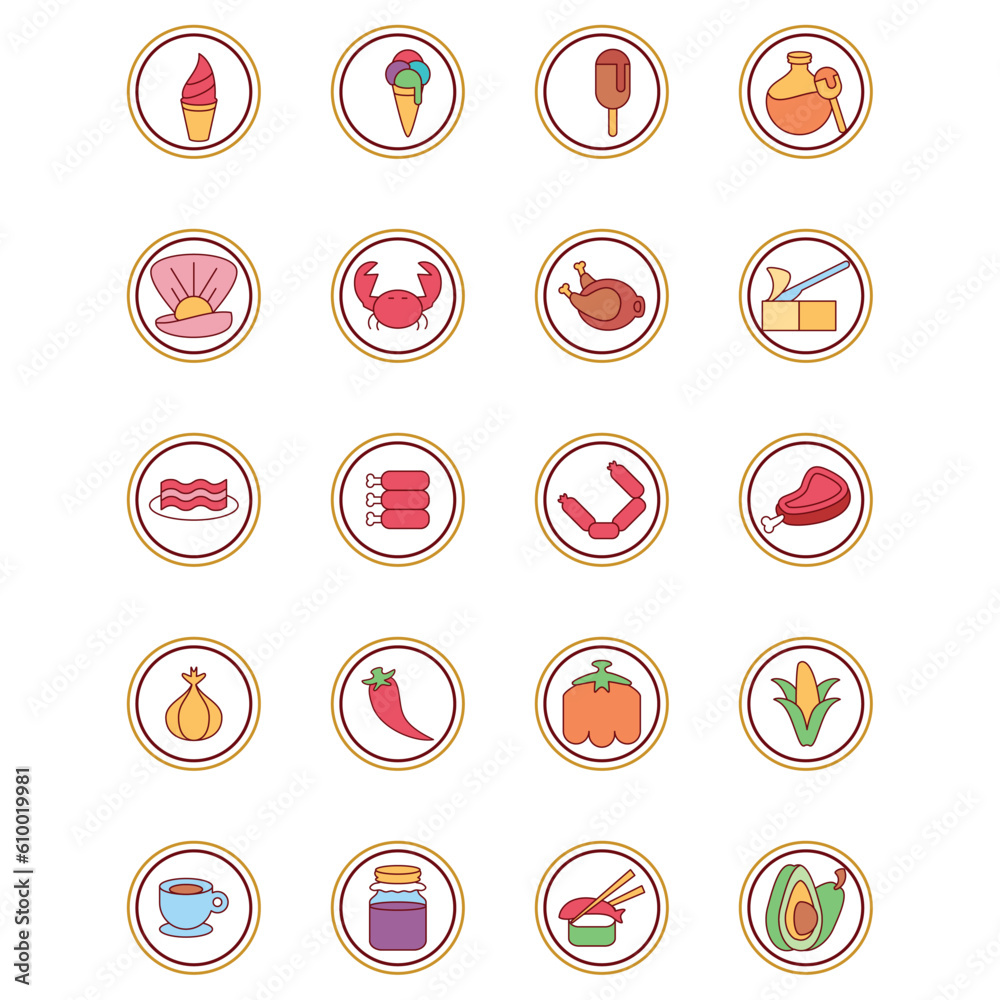 set of fast food vector icons with white background set of fast food vector icons with white background