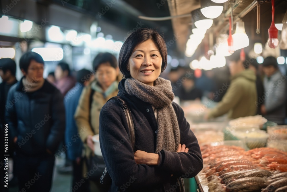 Mature Asian Woman Shopping At Street Food Market In Hong Kong Stock mature-asian-woman-shopping-at-street-food-market-in-hong-kong-stock