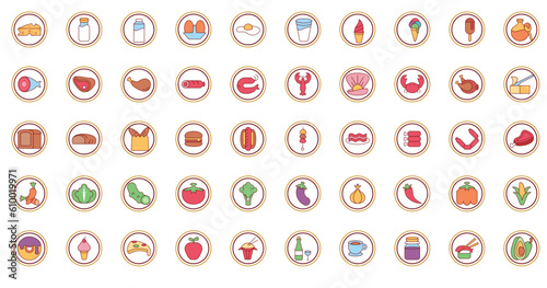 set of fast food vector icons with white background
