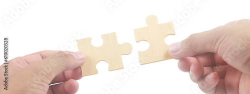 Connecting jigsaw puzzle. Business solutions success