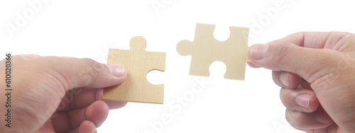 Connecting jigsaw puzzle. Business solutions success