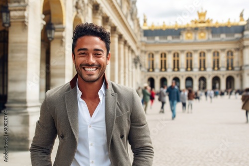 Handsome young African man smiling and looking at the camera in Paris