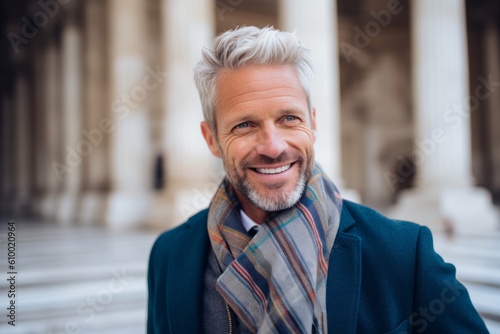 Portrait of smiling mature businessman in front of St. Paul's Cathedral