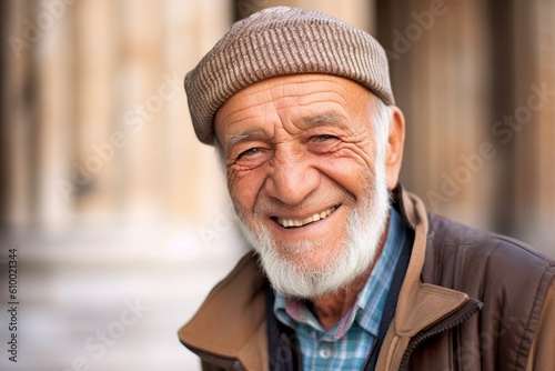 Portrait of a senior man smiling at the camera in the street