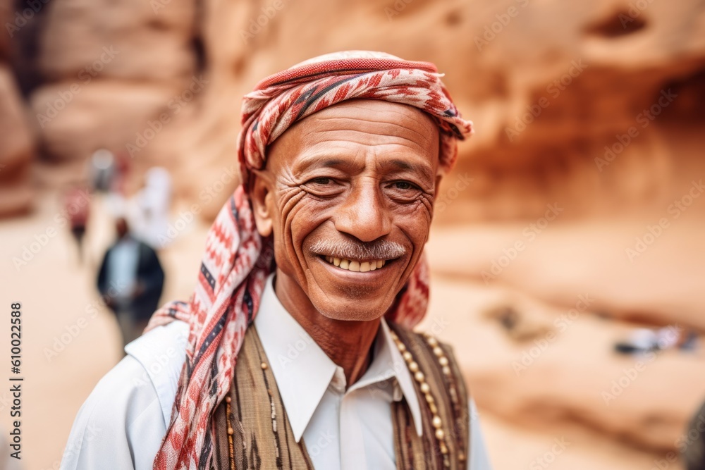Portrait of an old man in Wadi Rum desert, Egypt