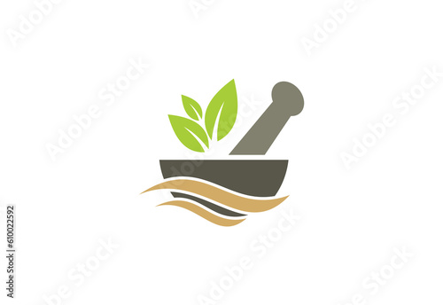 Mortar traditional medicine logo vector image